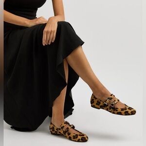 ALOHAS Thekla Lace-Up Ballet Flats Neutral Leopard Print Size 37 / US 6.5 – New